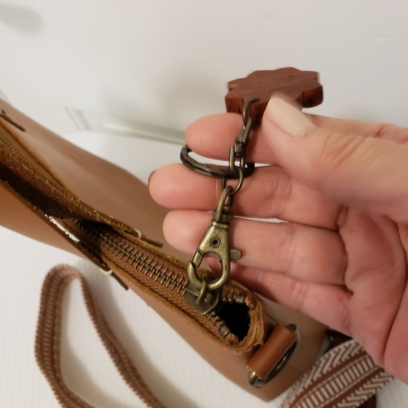 FEED Projects 50 Medium Sized Leather Satchel, Zip Close, Russet In Color - Picture 15 of 16